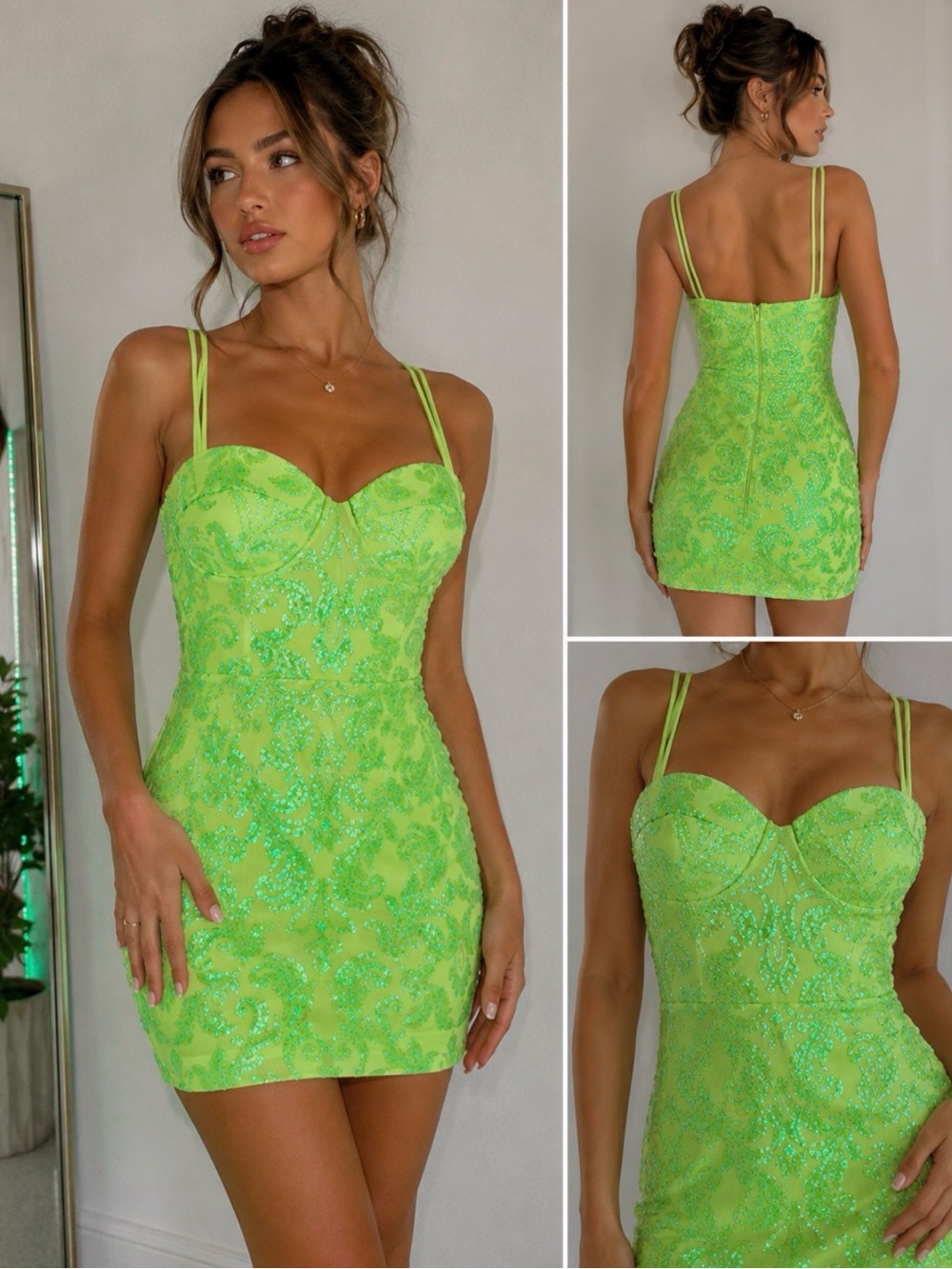 Windsor Neon Lime Sequin Mini Dress - Sold Out Style